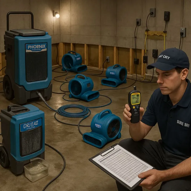 Structural Drying and Dehumidification process in Friendswood, TX